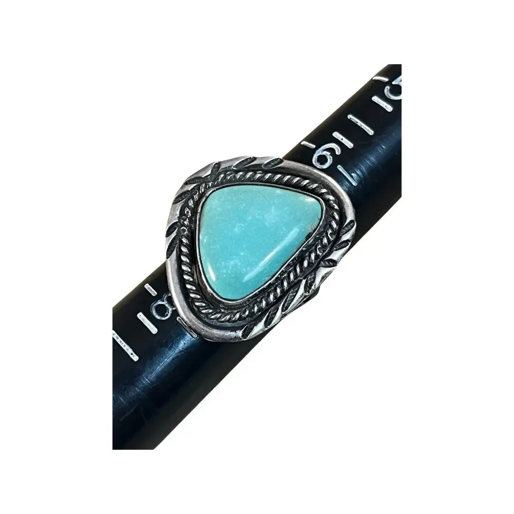 Vintage Turquoise Ring Signed FC, Sterling Silver Native American Ring Sz 7